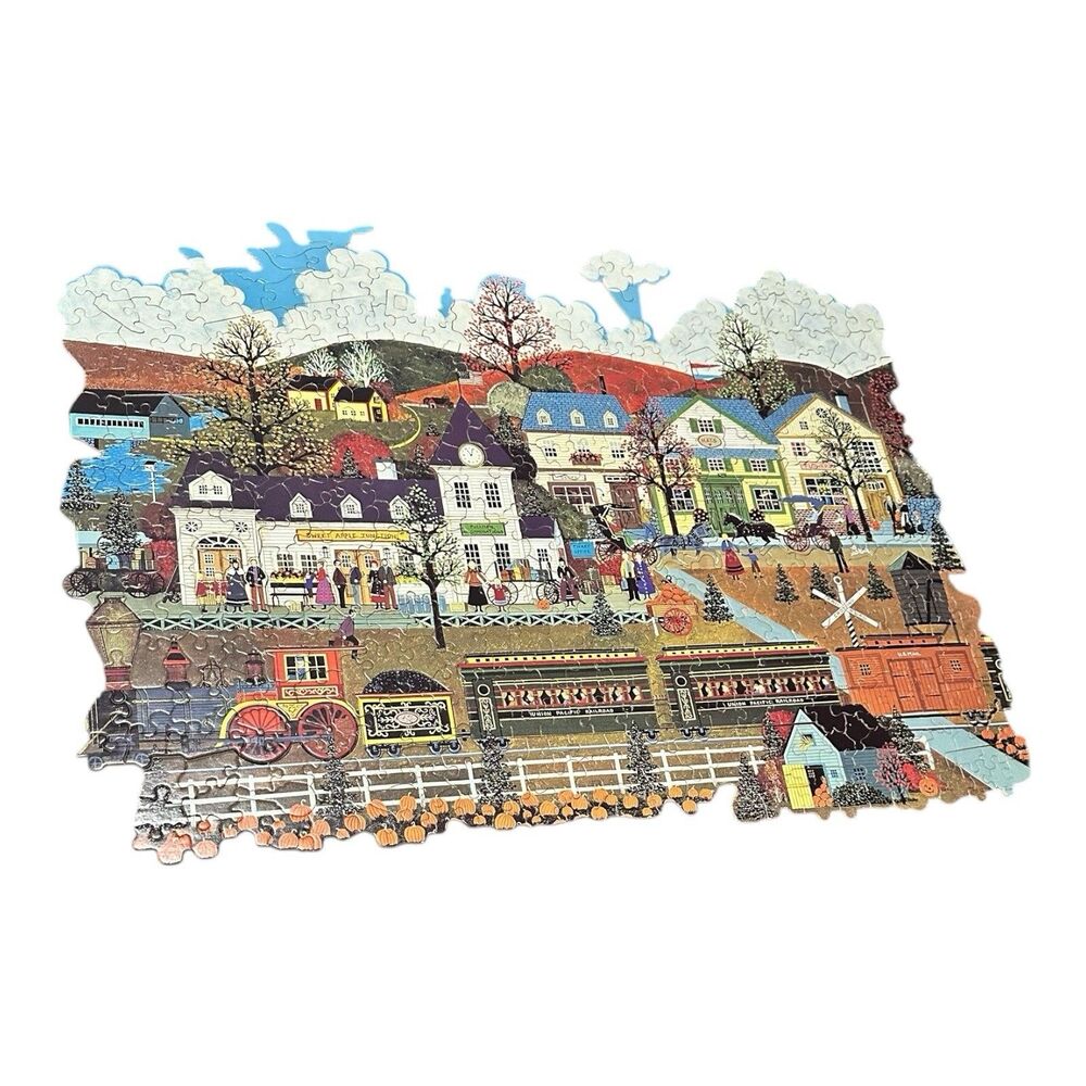Ceaco Silhouette The 12:09 on time again! Train Jigsaw Puzzle Cork 528 pc #1011
